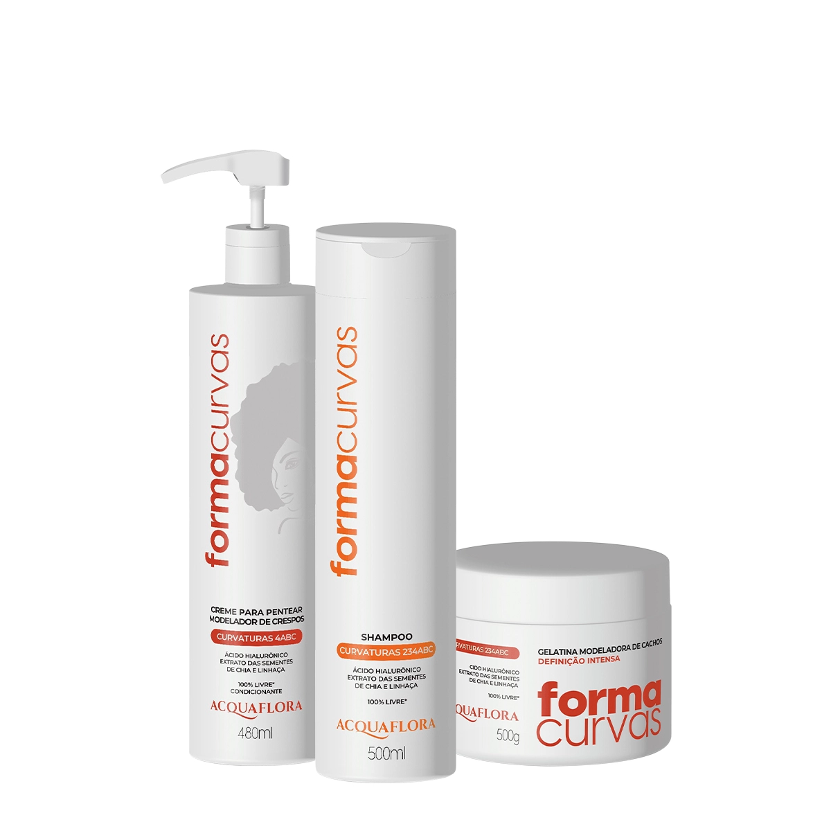 Kit Acquaflora Forma Curvas Shampoo Creme De Pentear Crespos E Gelatina Intensa (3 Produtos)