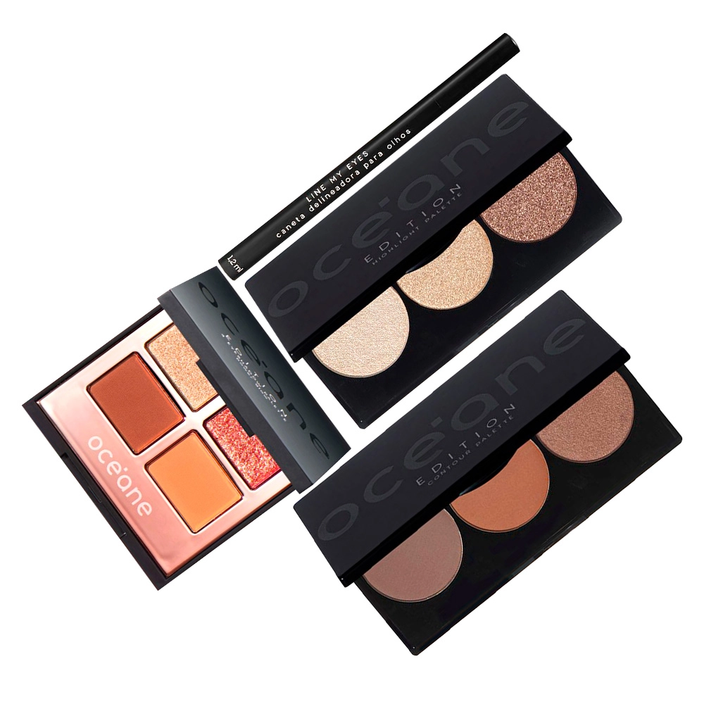 Produto Kit_Oceane_Edition_Paletas_Contour_e_Hightlight_Caneta_Line_My_Eyes_e_Sombra_Power_Glow_Evas_1