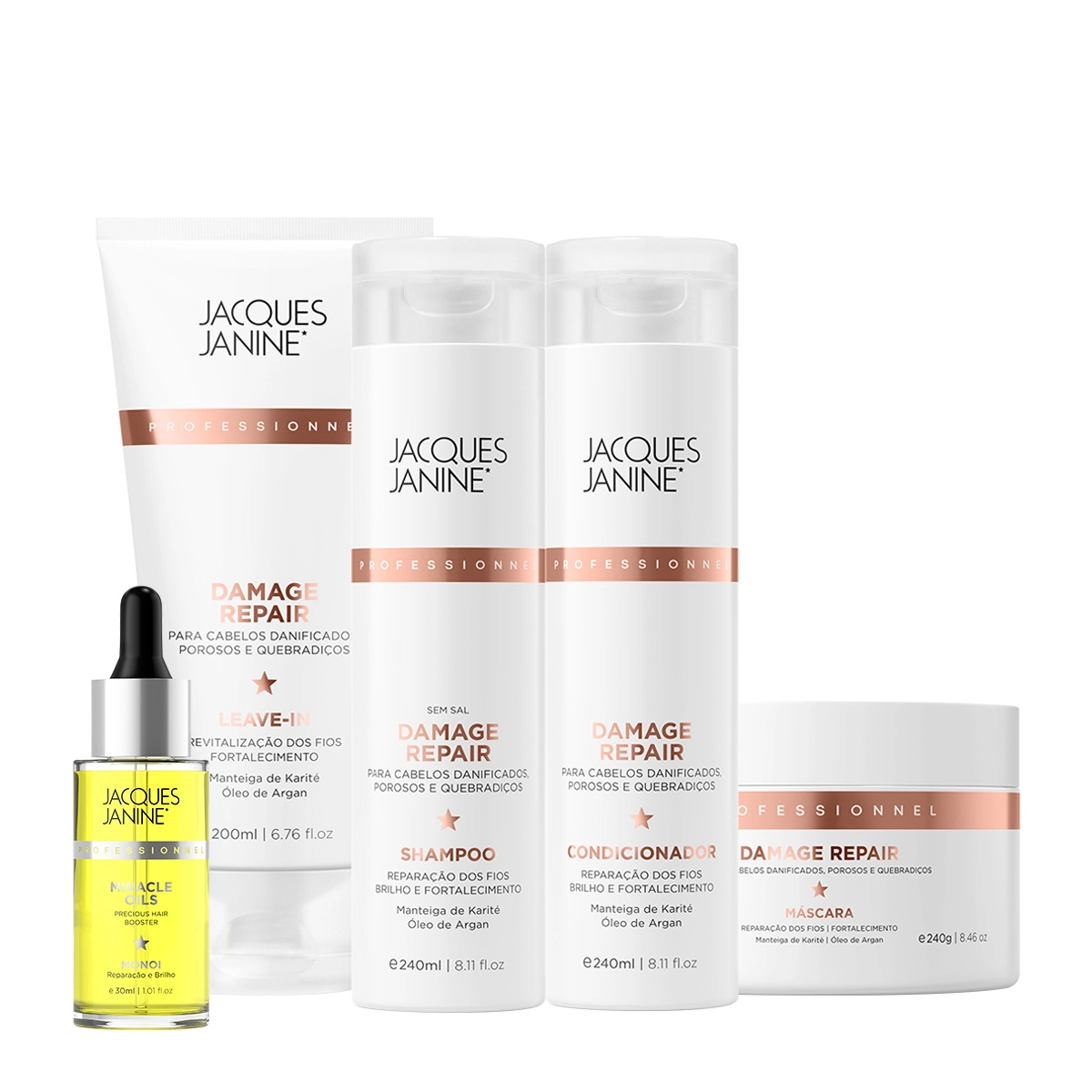 Produto Kit_Jacques_Janine_Damage_Repair_Shampoo_Condicionador_Mascara_Leave-in_e_Miracle_Oils_Monoi_Evas_1