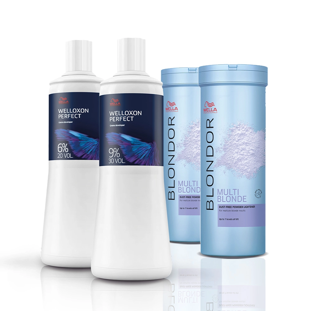 Kit Wella Blondor Pó Descolorante 400g + Oxidantes 6% 20V 9% 30V (4 Produtos)