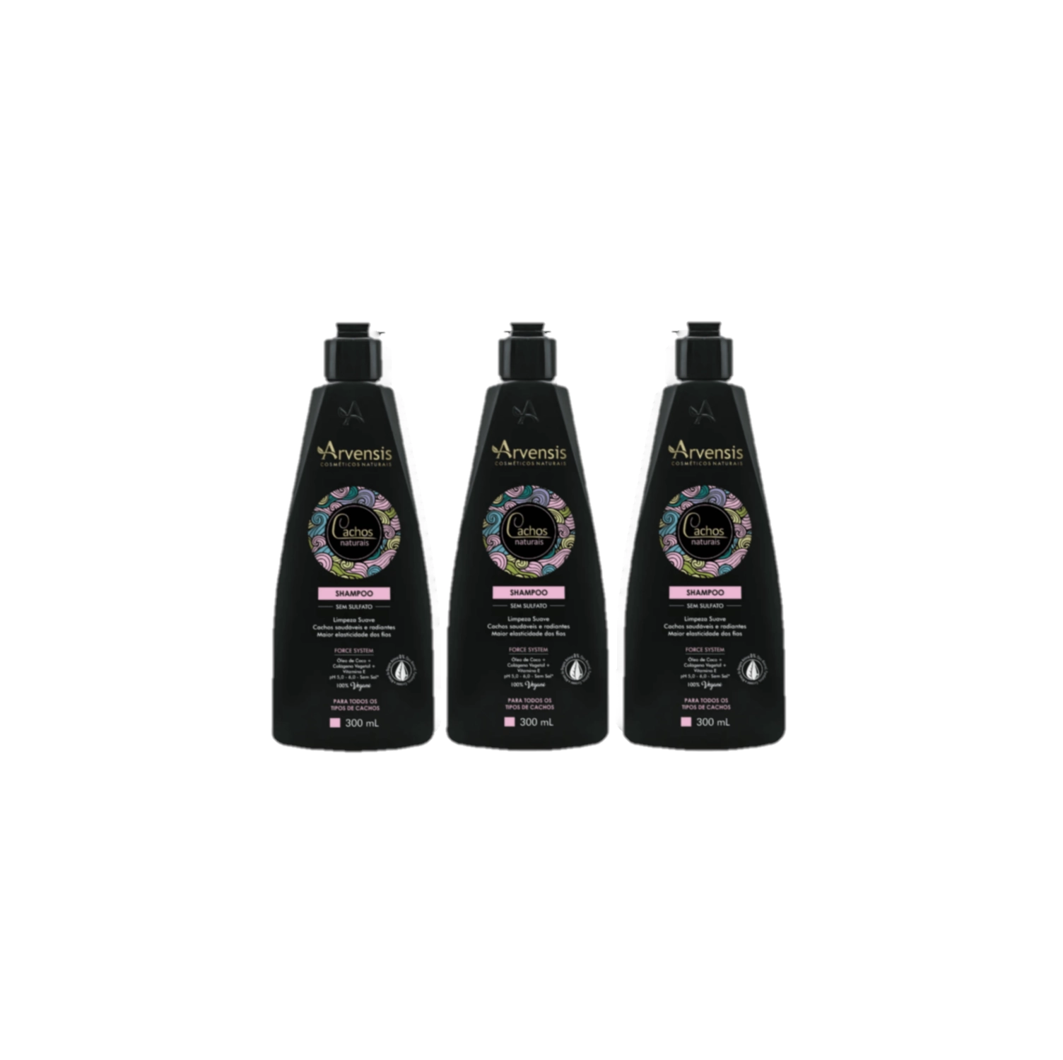 Kit Arvensis Cachos Naturais - Shampoo 300ml (3 Unidades)