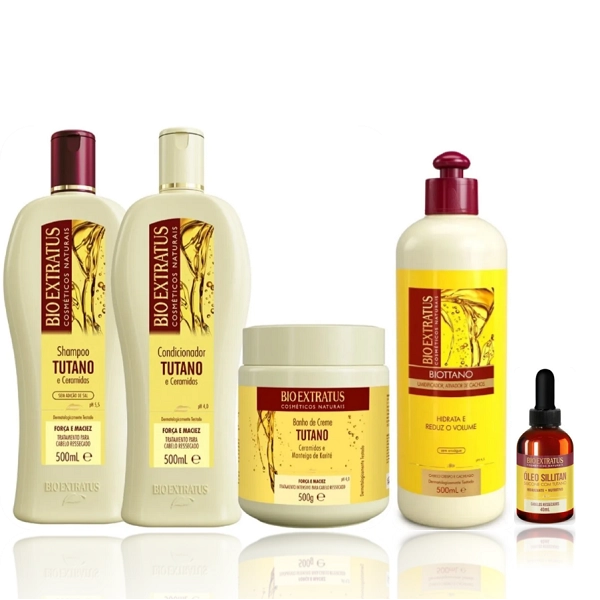 Bio Extratus Tutano Shampoo+Cond 500ml+Máscara 500g+Umidificador De Cachos 500ml+Oleo Sillitan 40ml