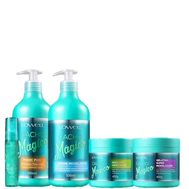 Lowell Cacho Magico Shampoo 500g Creme 500g Gelatina 450g Mascara 450g E Oleo 60ml