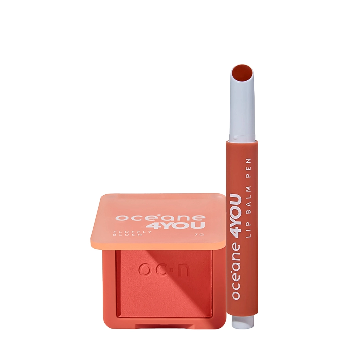 Kit Océane 4you Blush Cremoso Brink Peach Lip Balm Coral (2 Produtos)