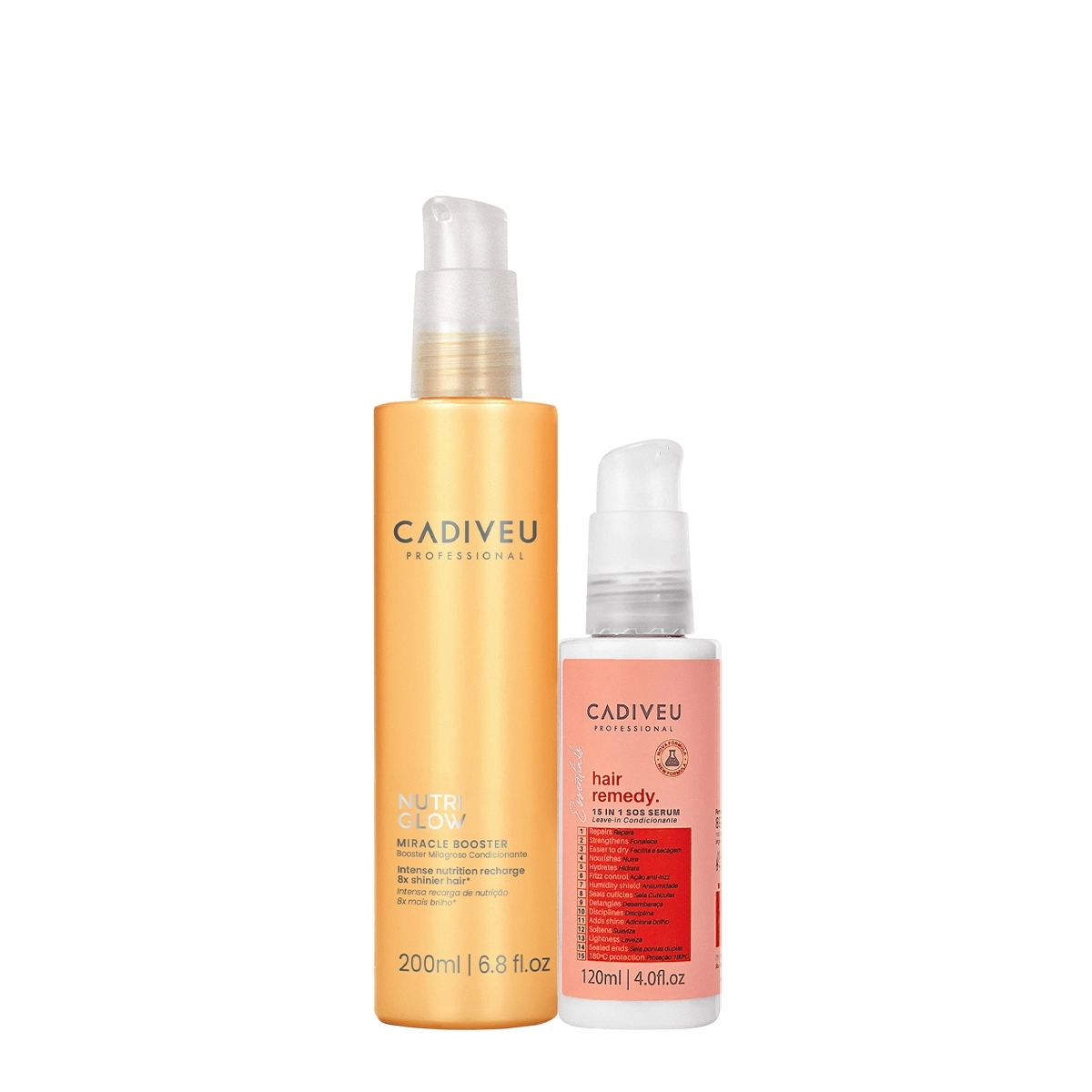 Kit Cadiveu Professional Essentials Hair Remedy Leave-in E Nutri Glow Booster (2 Produtos)