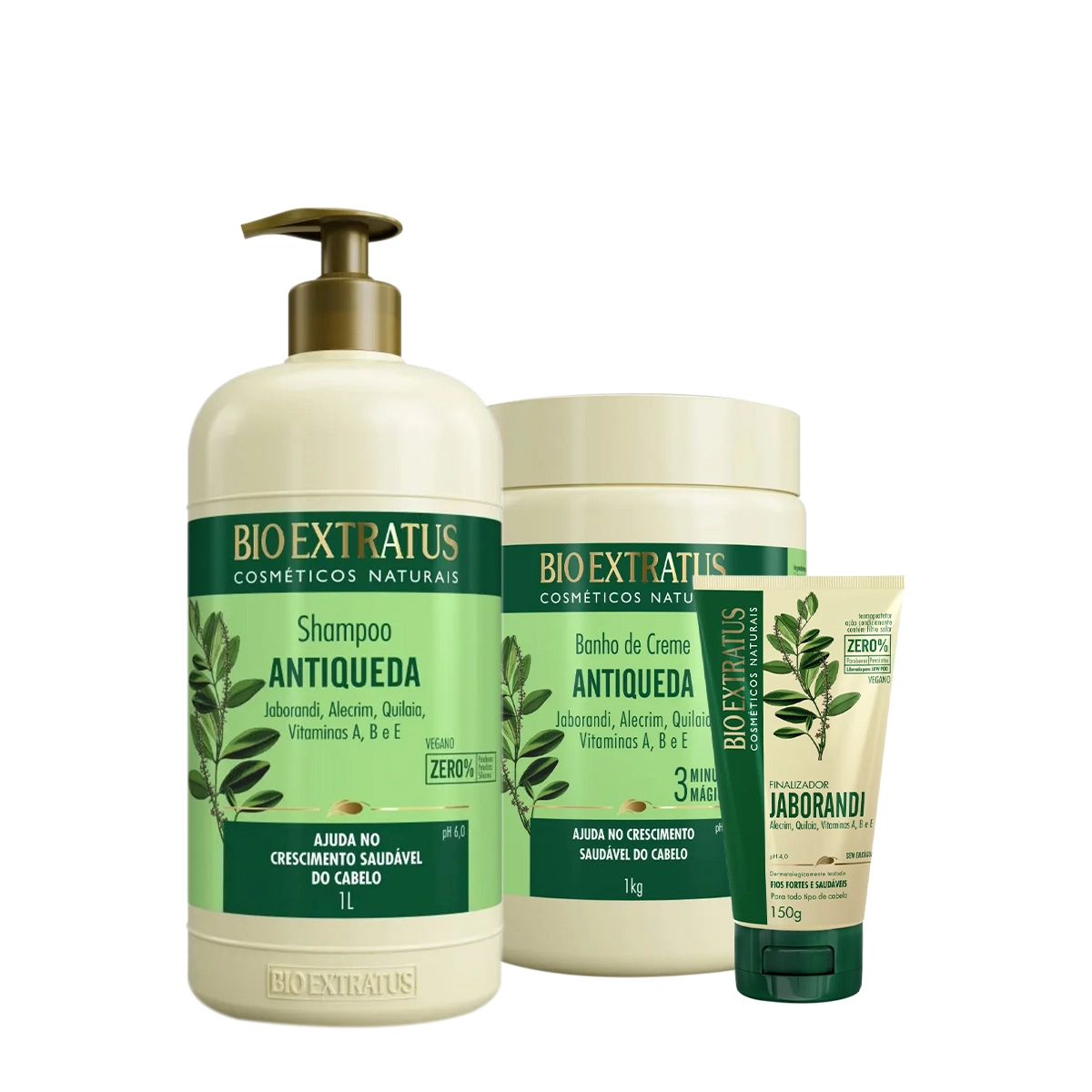 Kit Bio Extratus Jaborandi Antiqueda Shampoo Litro Máscara E Finalizador (3 Produtos)