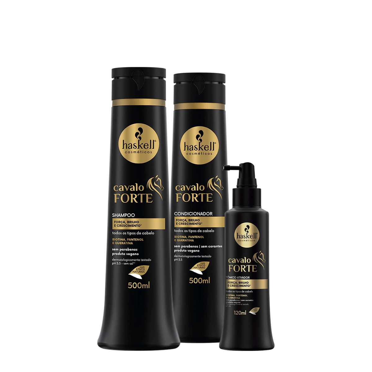 Kit Haskell Cavalo Forte Condicionador Shampoo E Tônico (3 Produtos)