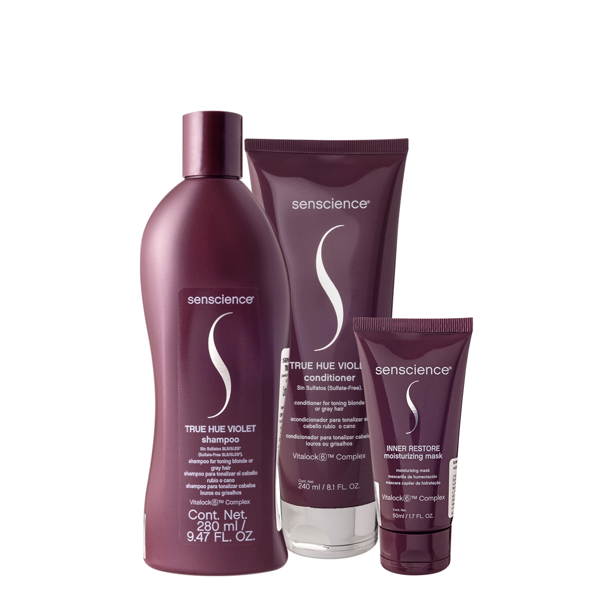 Kit Senscience True Hue Violet Inner Restore Home Care 50 (3 Produtos)