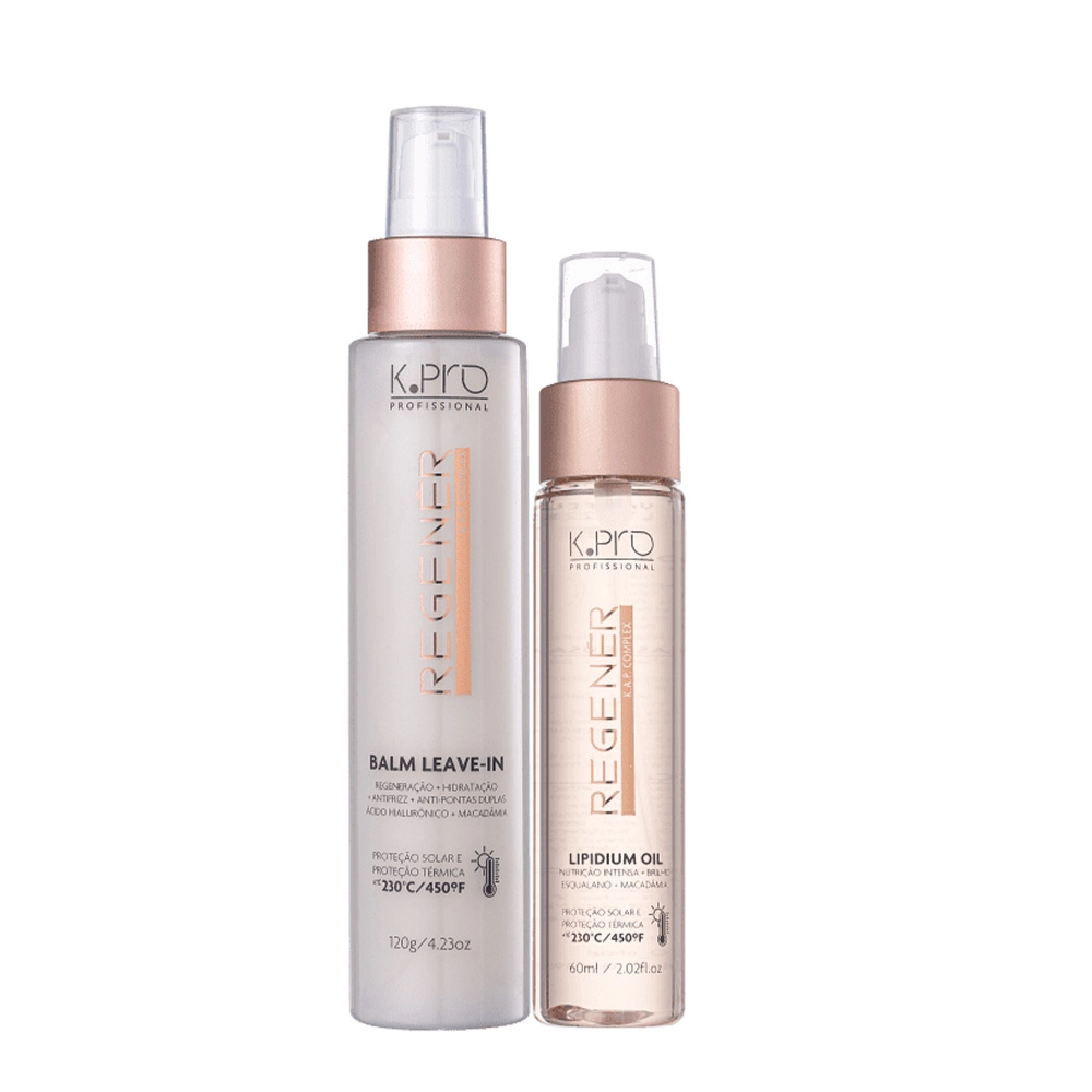 Kit K.Pro Profissional Regenér Finalizadores Balm Leave-in E Lipidium Oil (2 Produtos)