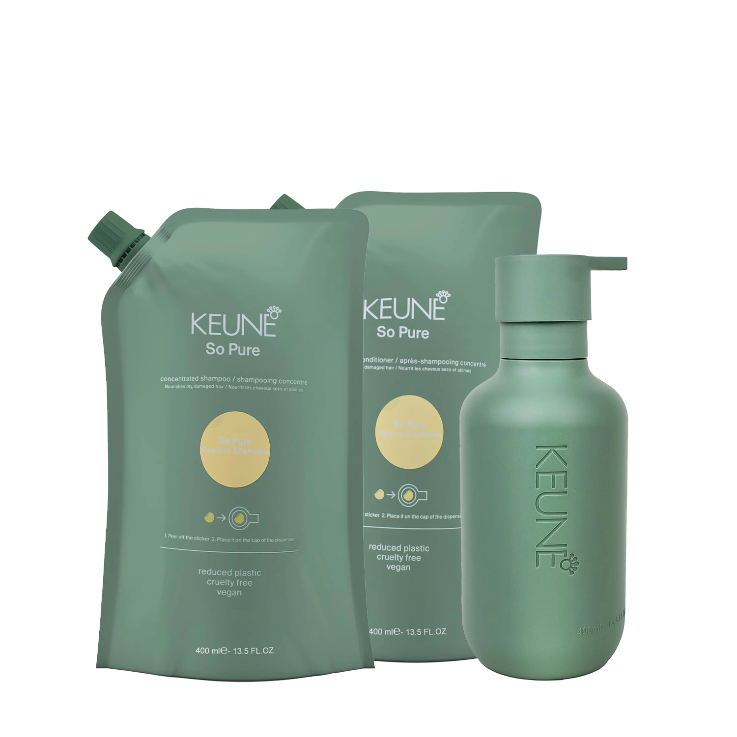 Kit Keune So Pure Restore Duo Refil E Dispenser Frasco (3 Produtos)