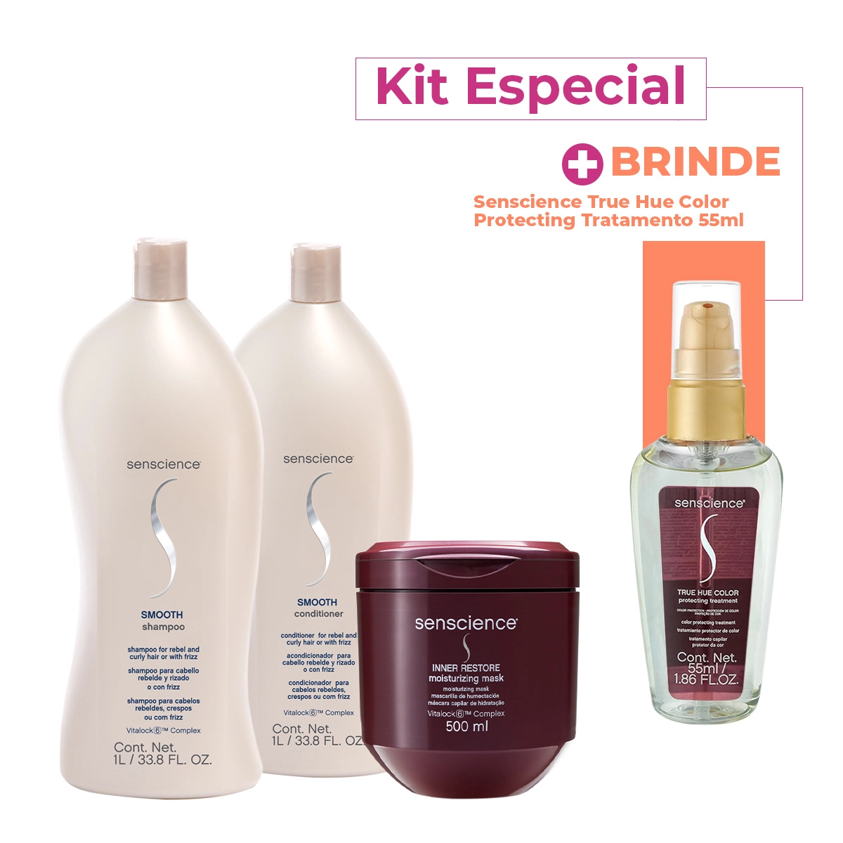 Kit Senscience Smooth True Hue Inner Salon Total Sérum (4 Produtos)