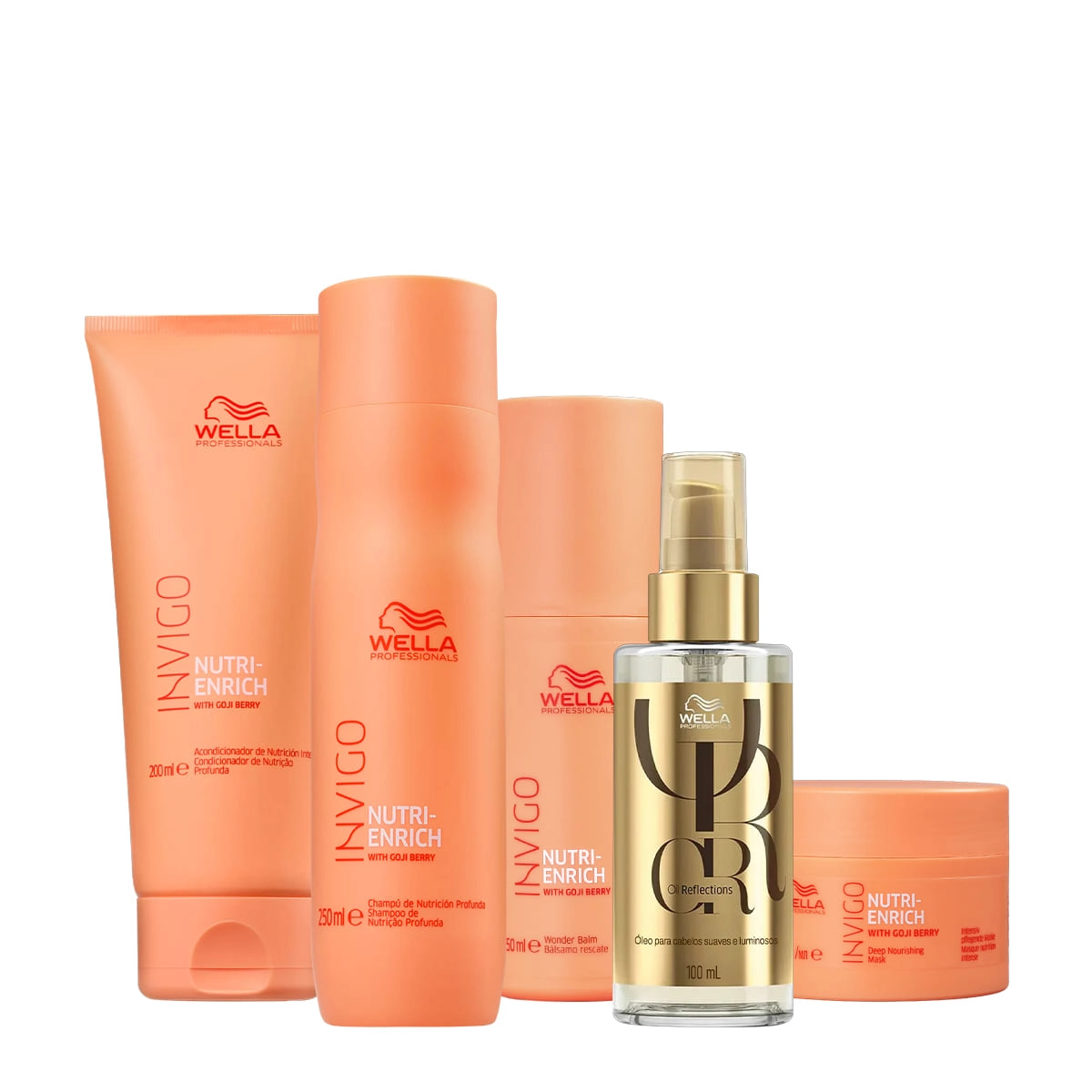 Kit Wella Professionals Invigo Enrich Balm Reflections Home Care Leave-in Oil 100 (5 Produtos)