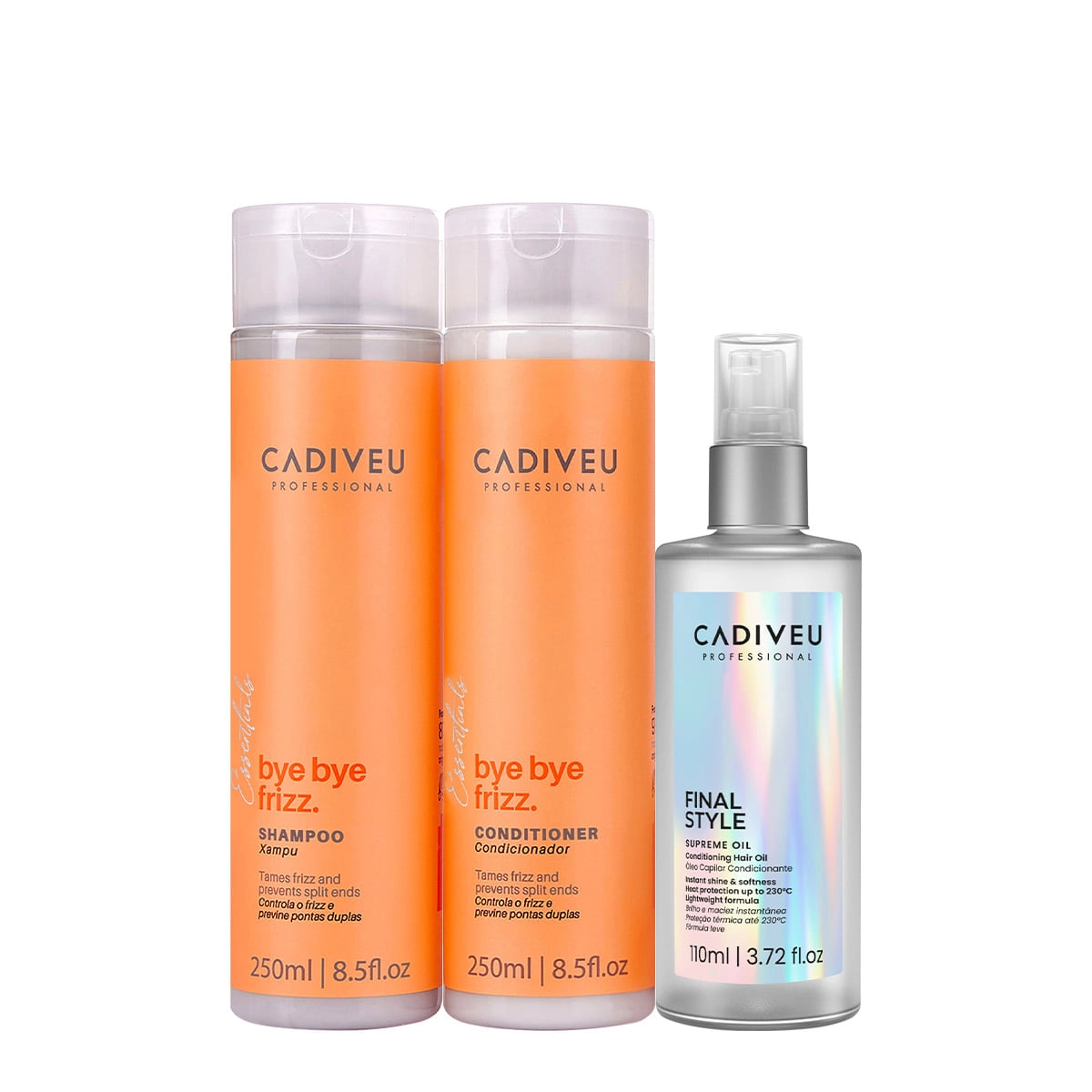 Kit Cadiveu Professional Bye Bye Frizz Duo E Final Style Oil G (3 Produtos)