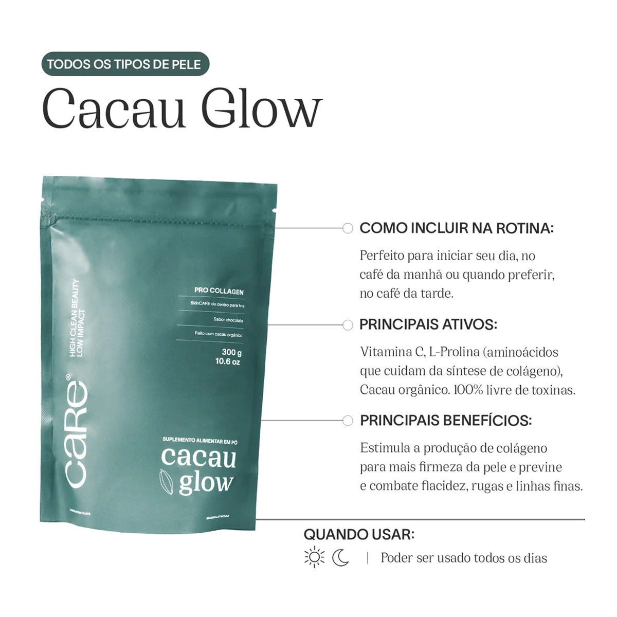 Produto Care_Natural_Beauty_Cacau_Glow_Estimulador_de_Colageno_300g_Evas_5