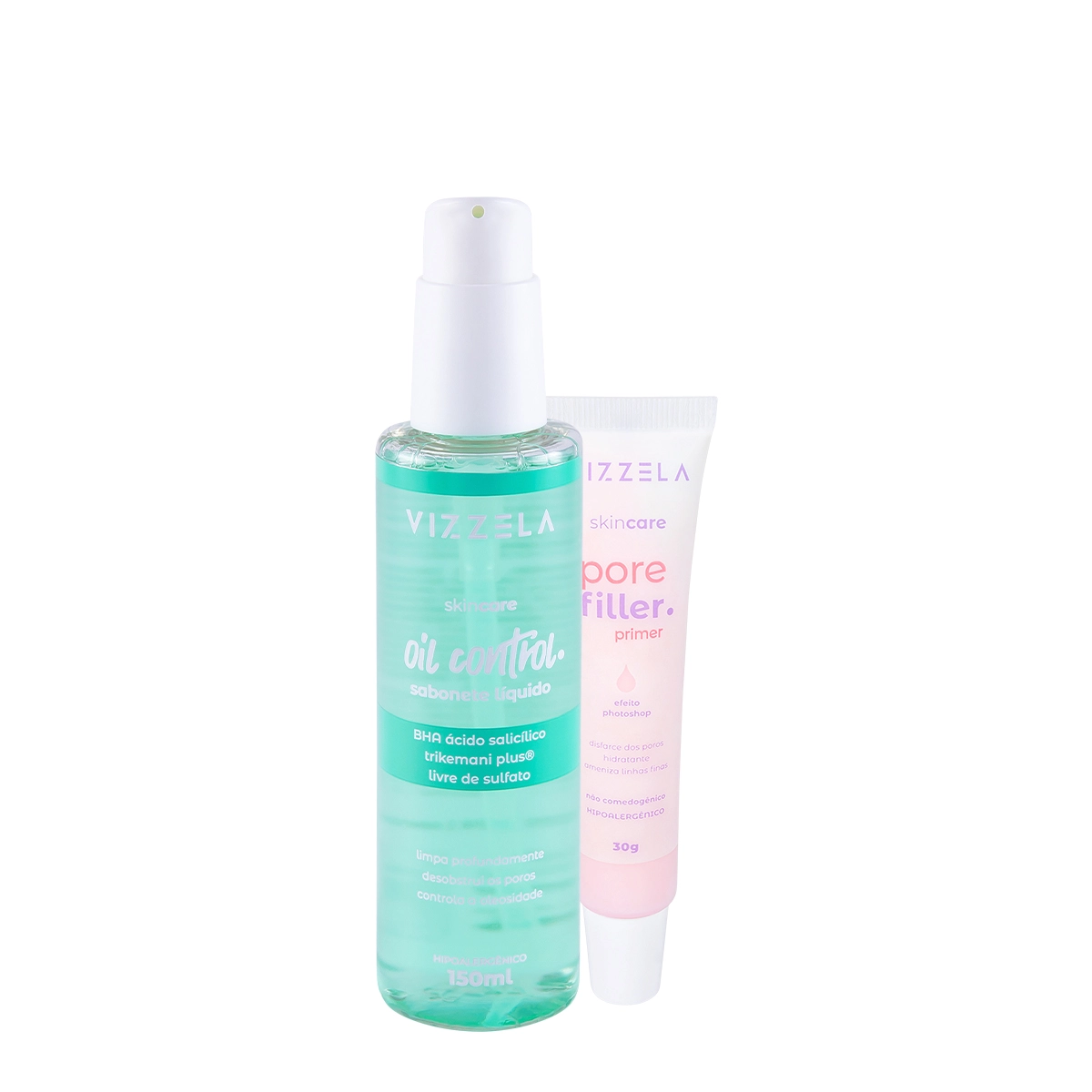 Kit Vizzela Oil Control Pore Filler Sabonete Primer Facial (2 Produtos)