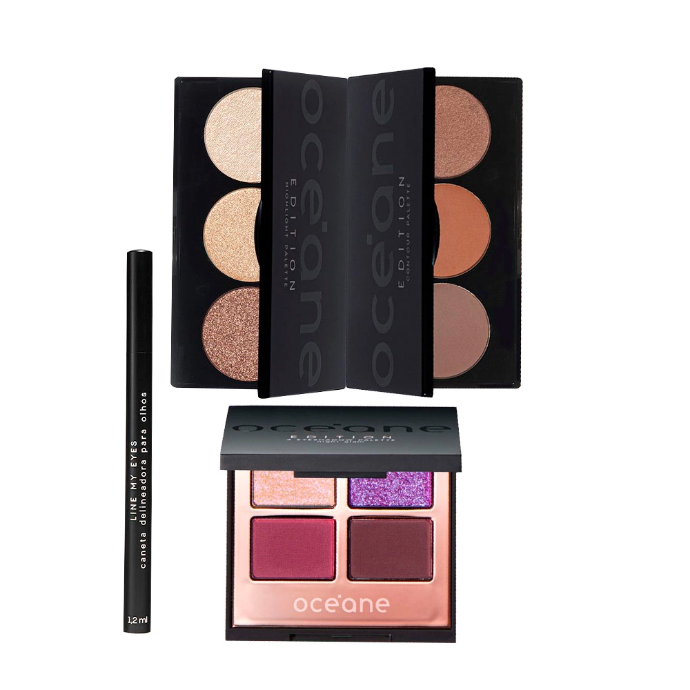 Produto Kit_Oceane_Edition_Paletas_Contour_e_Hightlight_Caneta_Line_My_Eyes_e_Sombra_Night_Glam_Evas_1