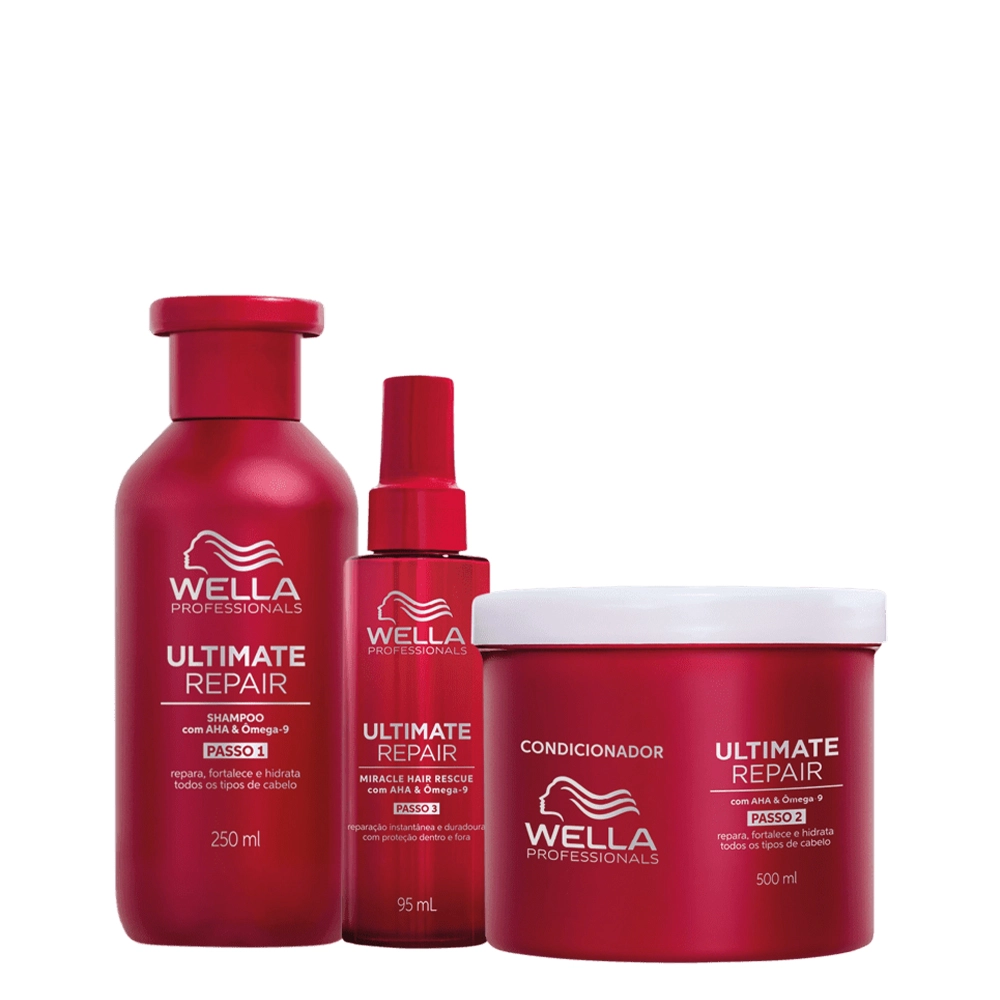 Kit Wella Ultimate Repair Shampoo Máscara E Leave-in 95ml (3 Produtos)