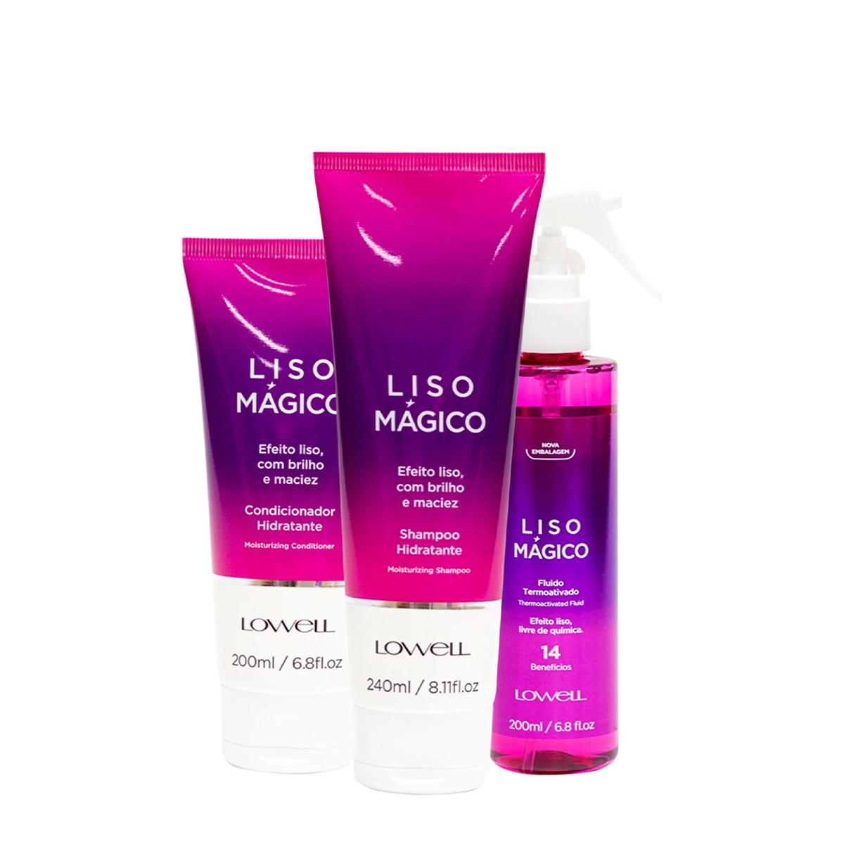 Kit Lowell Liso Mágico Duo Fluído (3 Produtos)