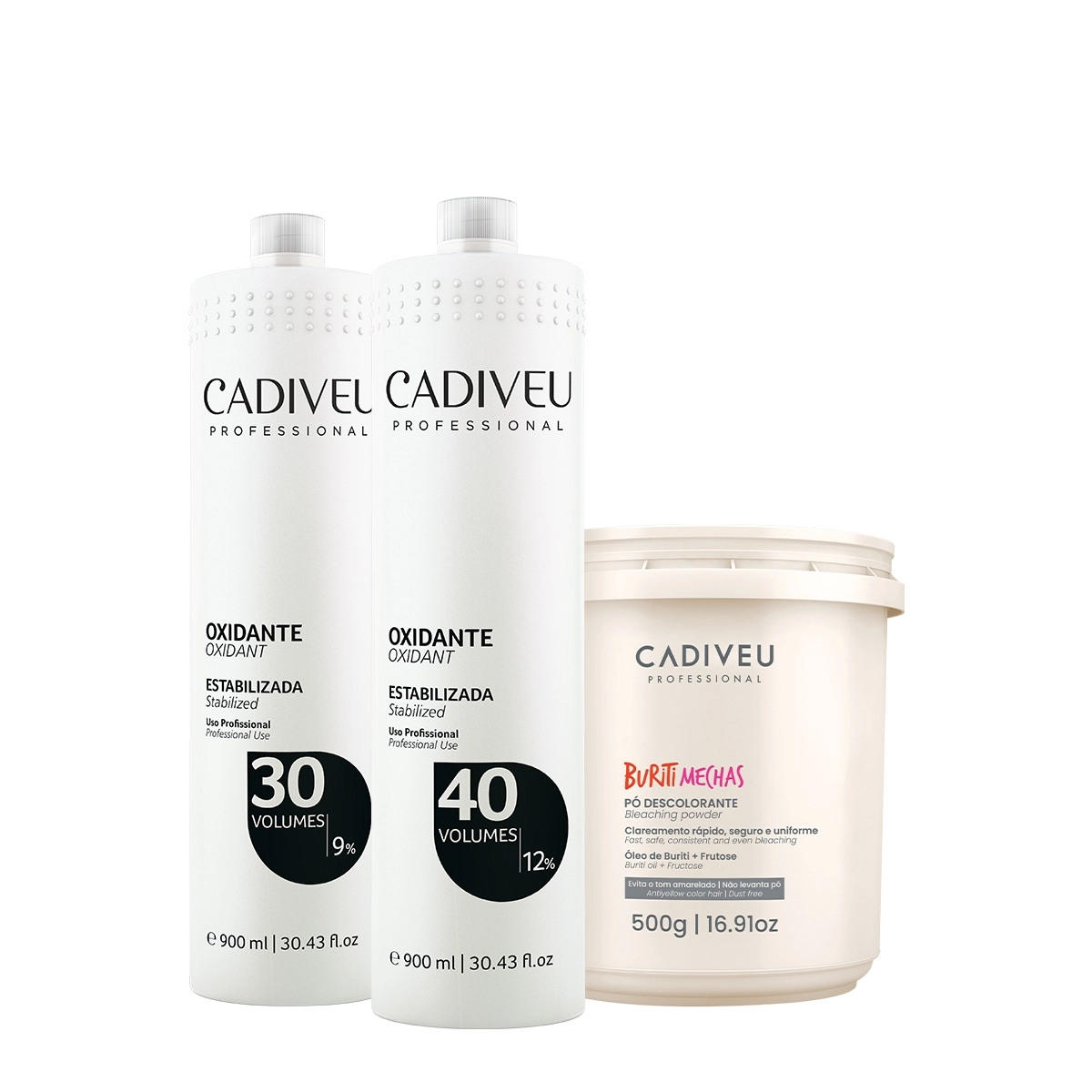 Kit Cadiveu Professional Oxidante 30v 40v E Buriti Mechas (3 Produtos)