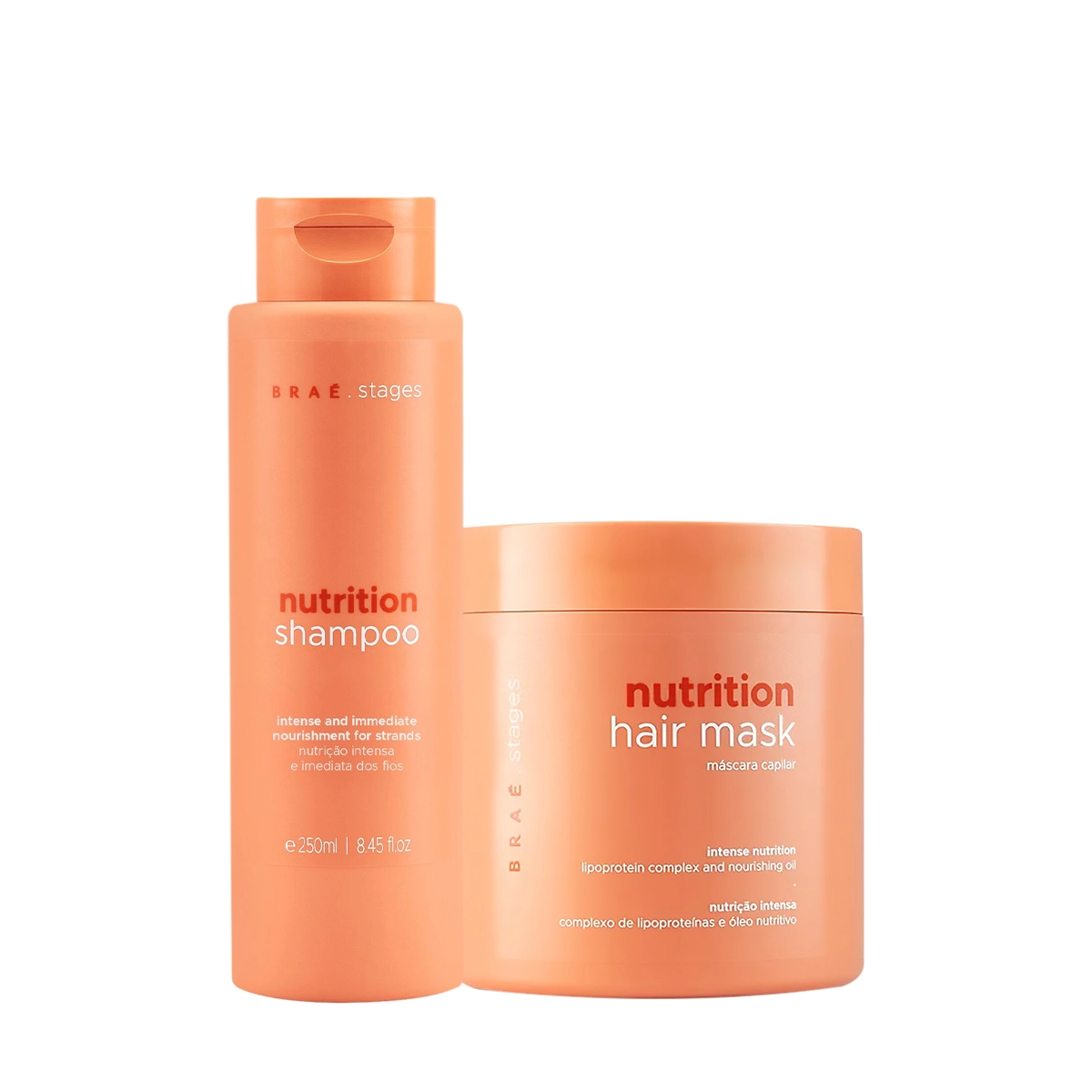 Kit Braé Stages Nutrition Shampoo Máscara 500 (2 Produtos)