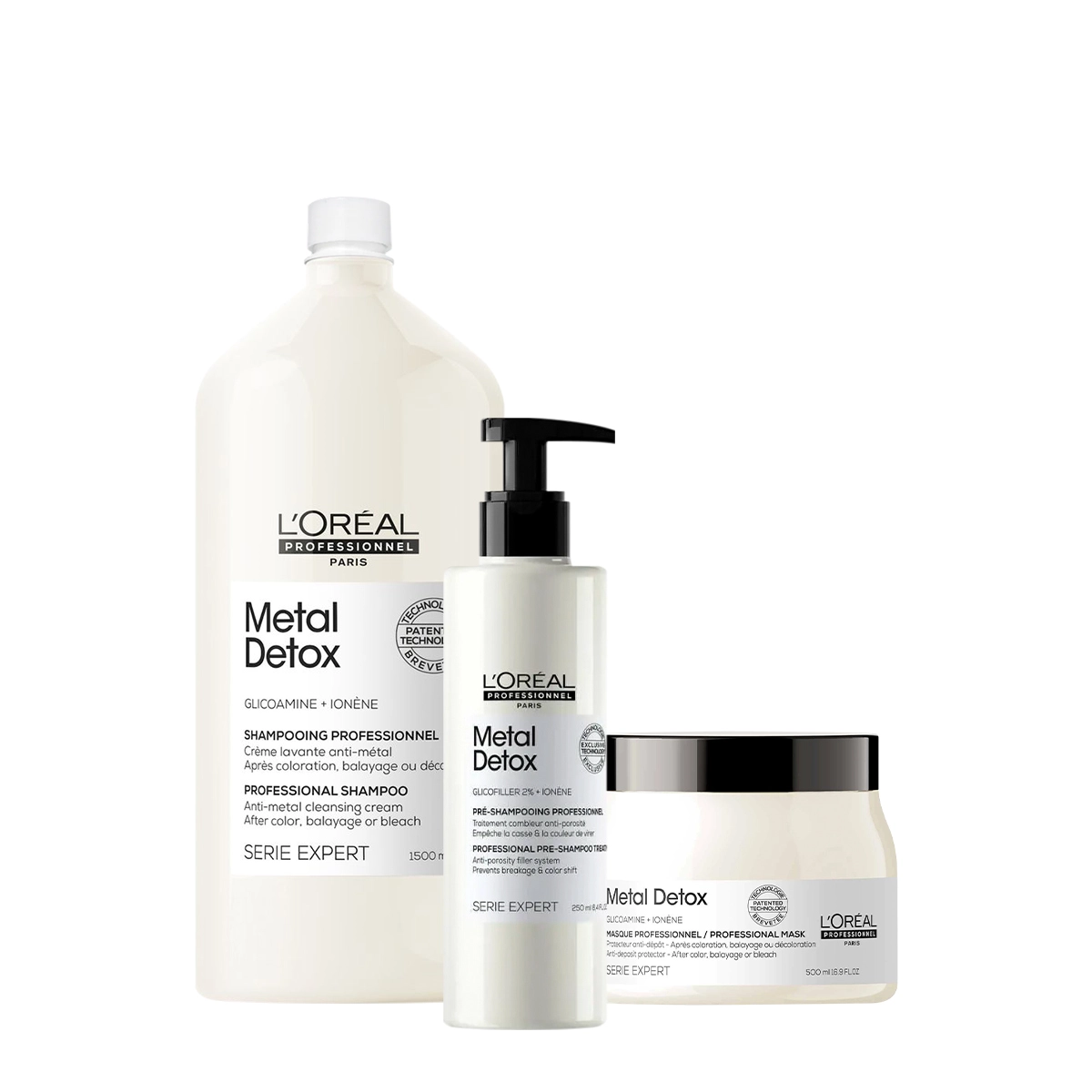 Kit L'Oréal Professionnel Metal Detox Pré Shampoo Máscara G E Shampoo (3 Produtos)