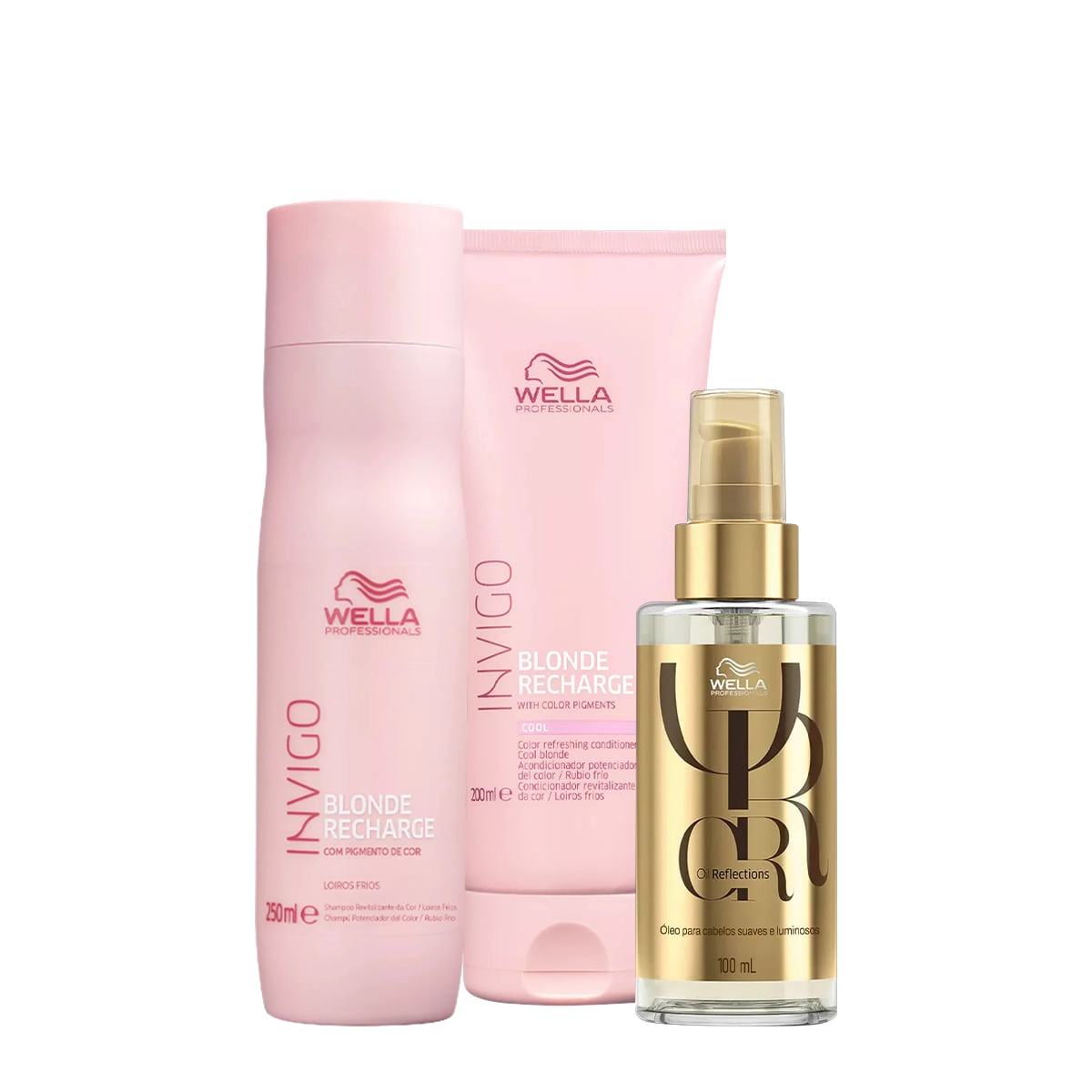 Kit Wella Professionals Invigo Blonde Recharge Reflections Duo Oil 100 (3 Produtos)