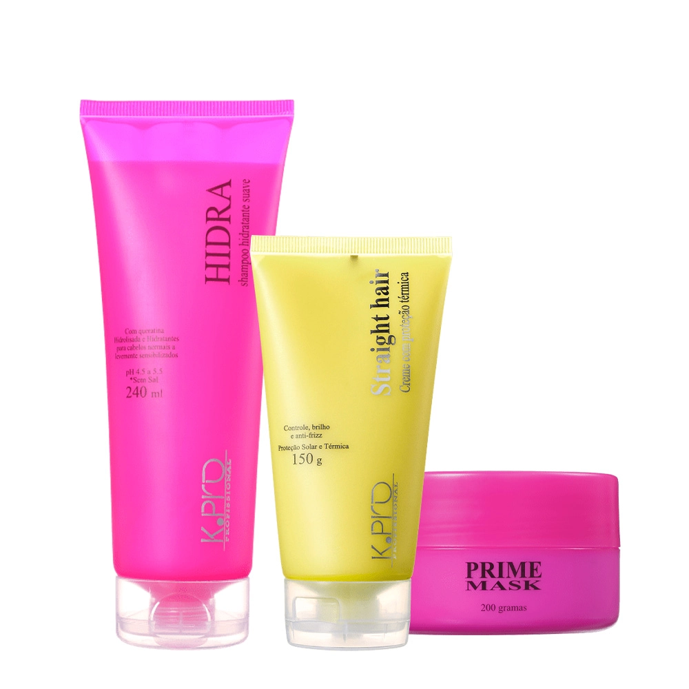 Kit K.Pro Profissional Hidra Shampoo Máscara E Protetor Térmico (3 Produtos)