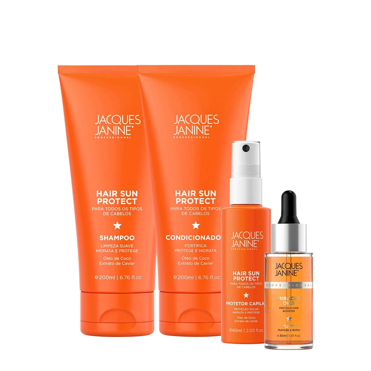 Produto Kit_Jacques_Janine_Hair_Sun_Protect_Shampoo_Condicionador_Spray_Capilar_e_Miracle_Oils_Ojon_Evas_1