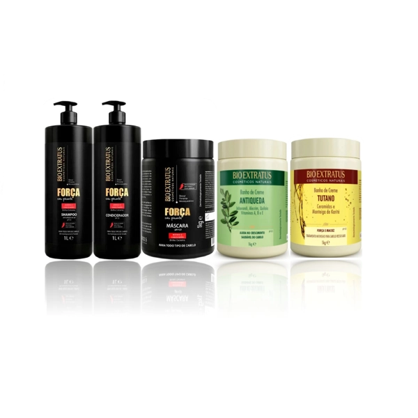 Kit Bio Extratus Shampoo Com Pimenta E Condicionador E Mascara E Banho De Creme Antiqueda E Banho De Creme Tutano