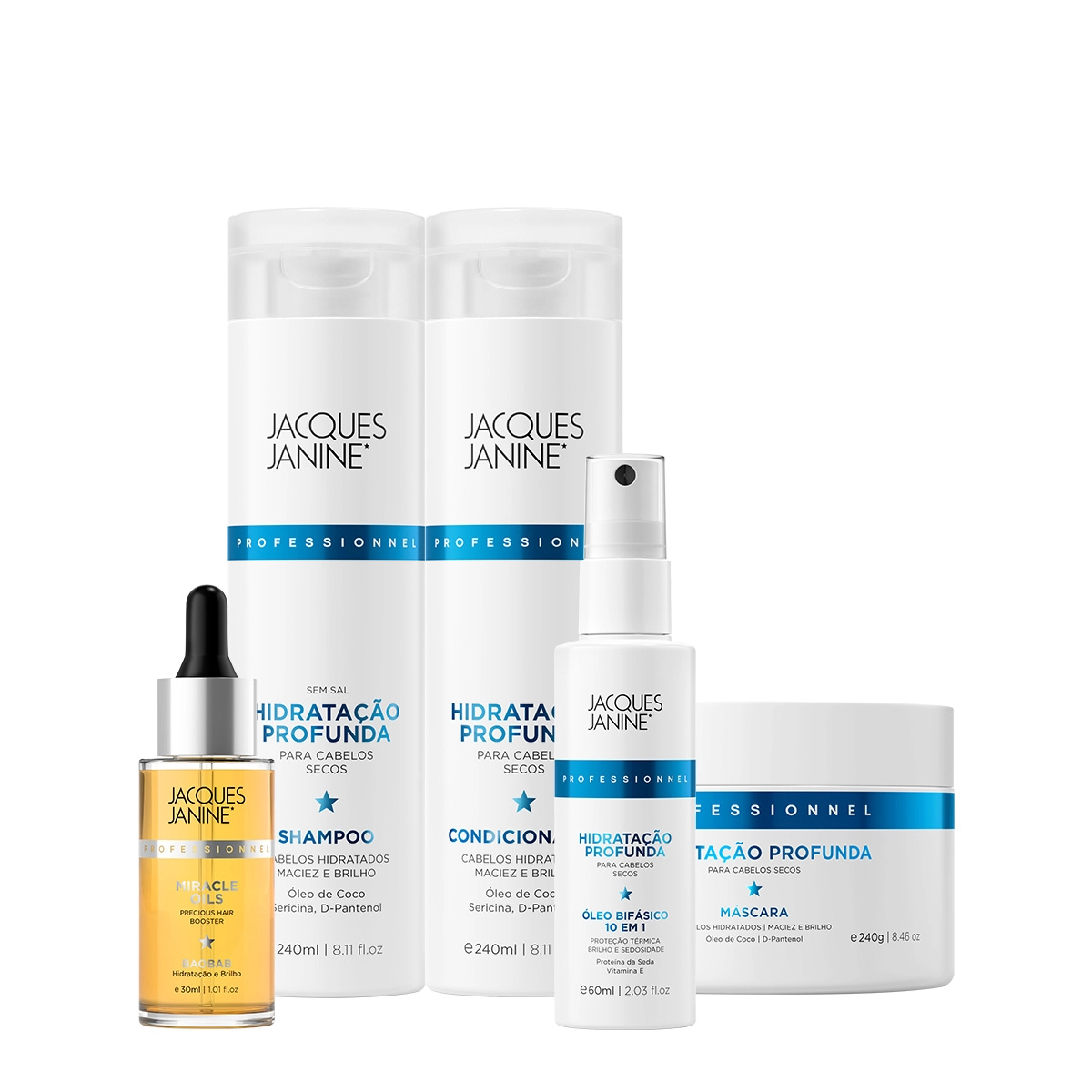 Produto Kit_Jacques_Janine_Hidratacao_Profunda_Shampoo_Condicionador_Mascara_Oleo_bifasico_e_Miracle_Oils_Baobab_Evas_1