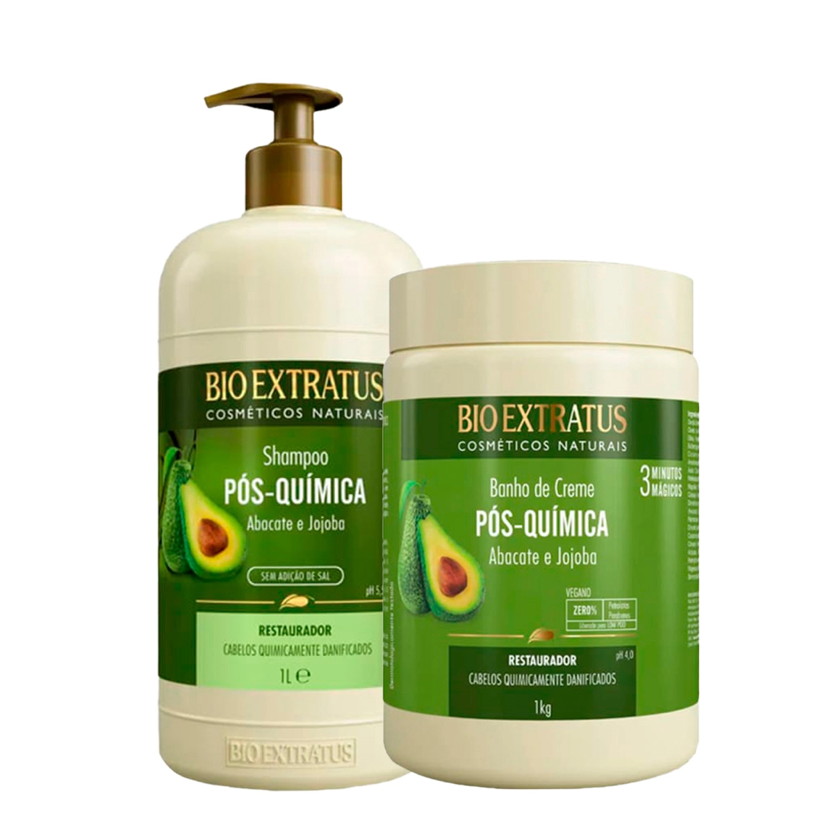 Kit Bio Extratus Pós-Química Shampoo E Banho De Creme G (2 Produtos)