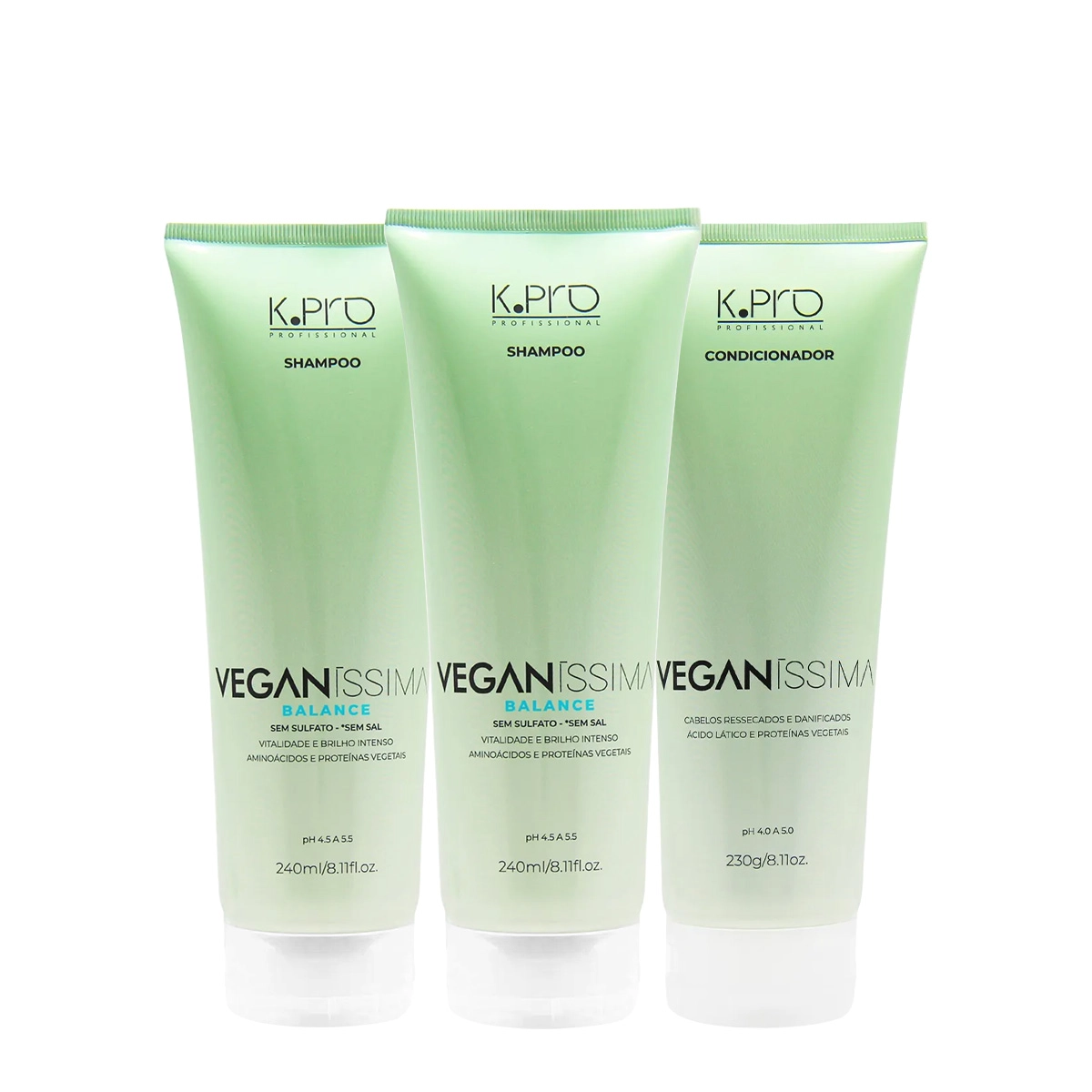 Kit K.Pro Veganíssima Balance Shampoo Extra E Condicionador Cabelos Ressecados (3 Produtos)