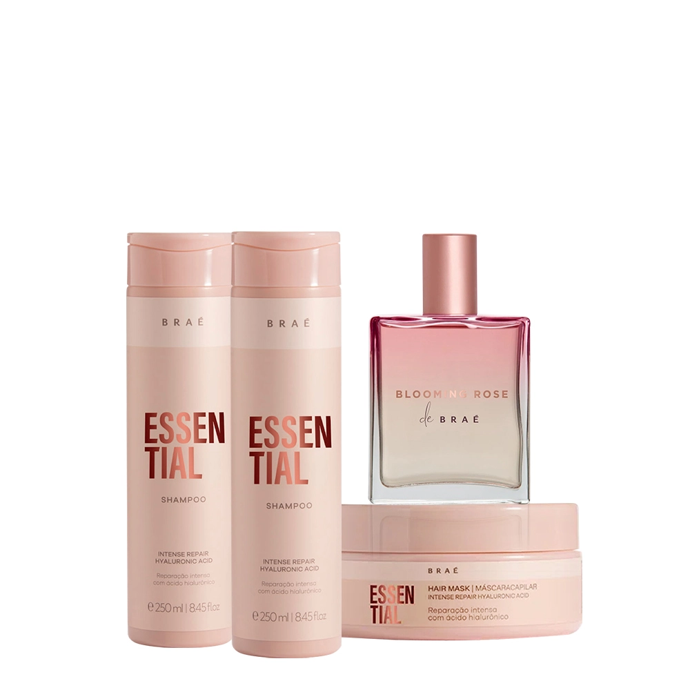 Kit Braé Essential Blooming Rose Cabelos Perfumados (4 Produtos)