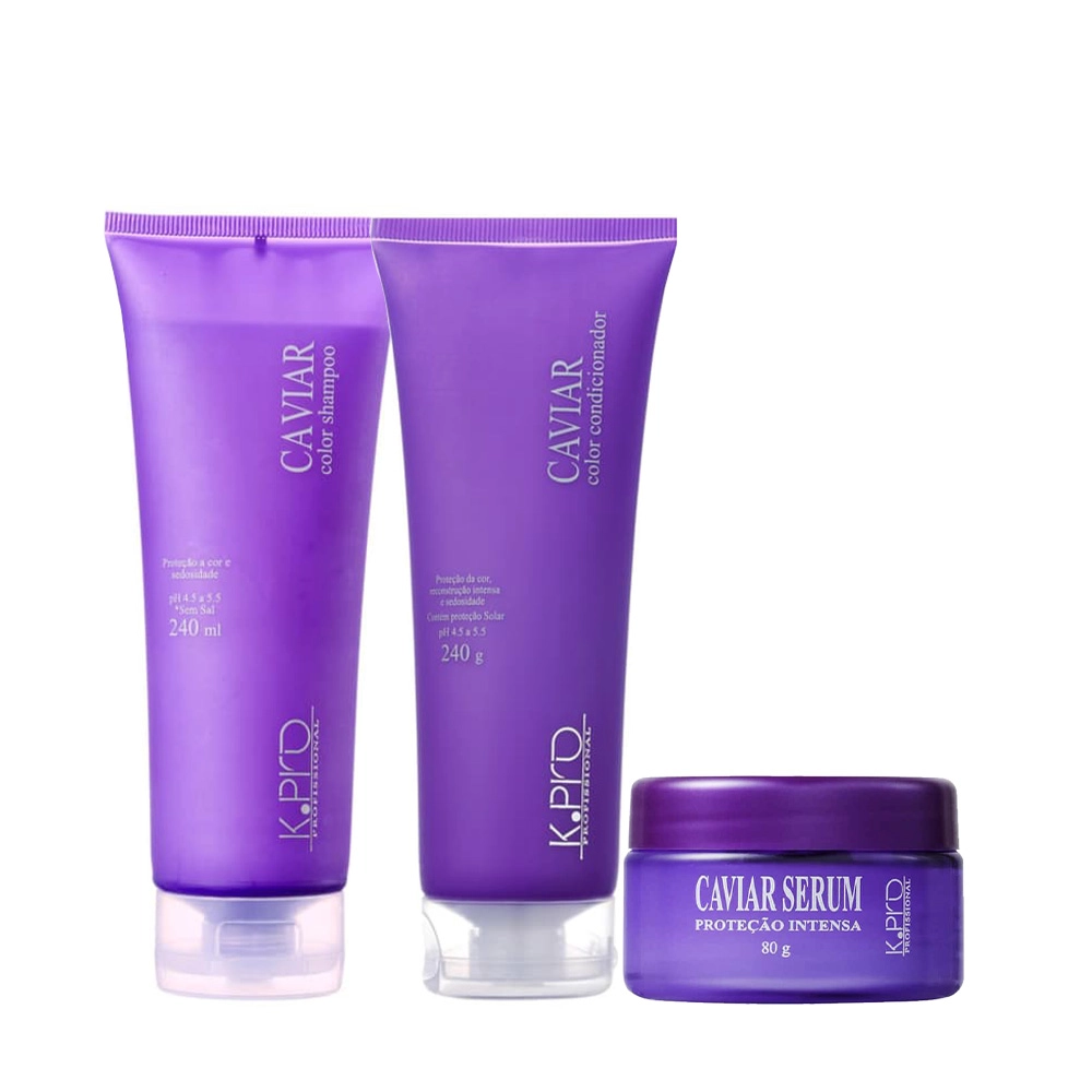 Kit K.Pro Profissional Caviar Shampoo Condicionador E Sérum 80 (3 Produtos)