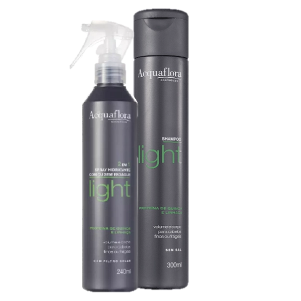 Acquaflora Light Spray Hidratante 240ml E Shampoo Sem Sal 300ml
