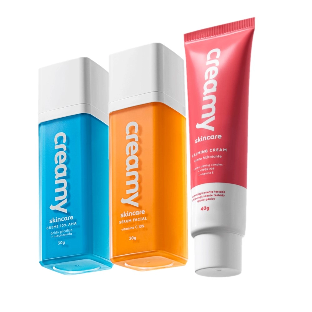 Kit Creamy Skincare Vitamina C Glocólico Hidratante Calming Cream (3 Produtos)