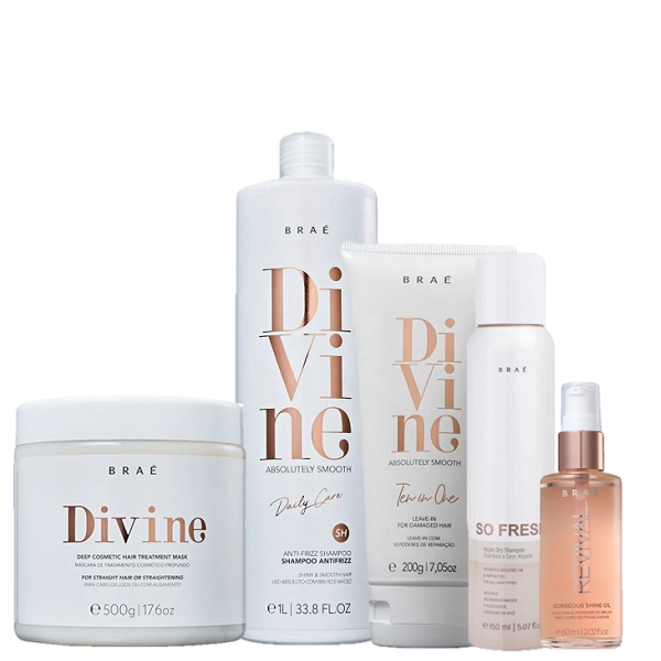 Braé Divine Shampoo 1L Mascara 500g Leave In 200g Shine Oil 60ml E So Fresh 150ml