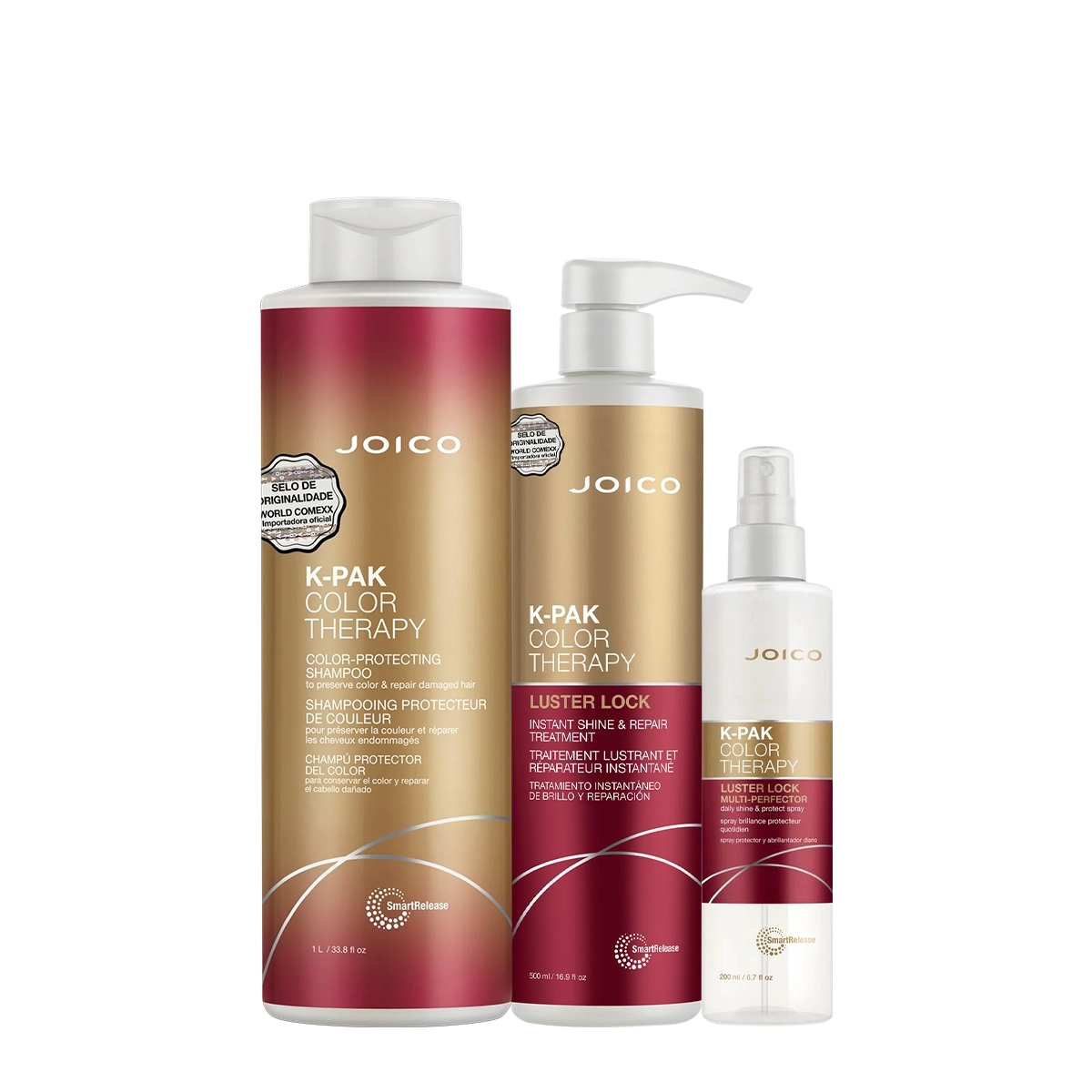 Kit K-PAK Color Therapy Luster Lock Shampoo Máscara Spray (3 Produtos)