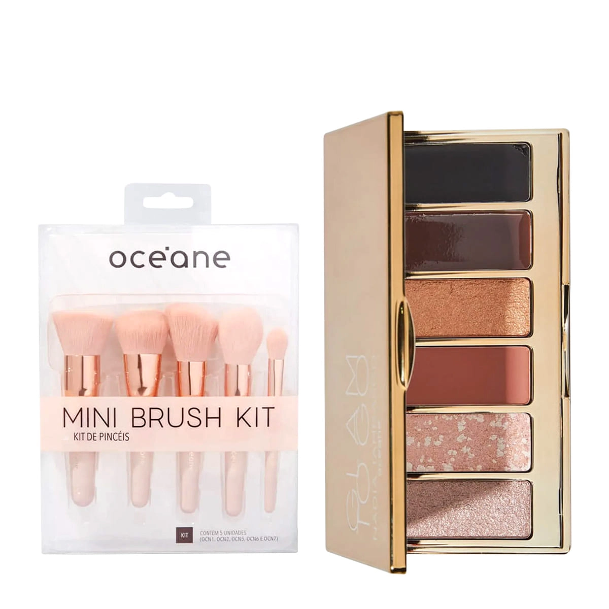 Kit Océane Mini Kit Com 5 Pincéis E Glam To Go Palette Paleta De Sombras (2 Produtos)