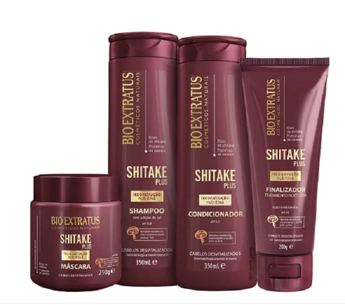 Bio Extratus Shitake Plus (Shampoo+Cond 350g+Mascara 250g+ Finalizador Noite/Dia 200g)