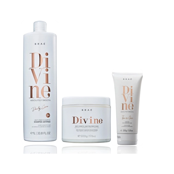 Braé Divine Anti-Frizz - Shampoo 1L+ Máscara 500g+ Leave-in 200g