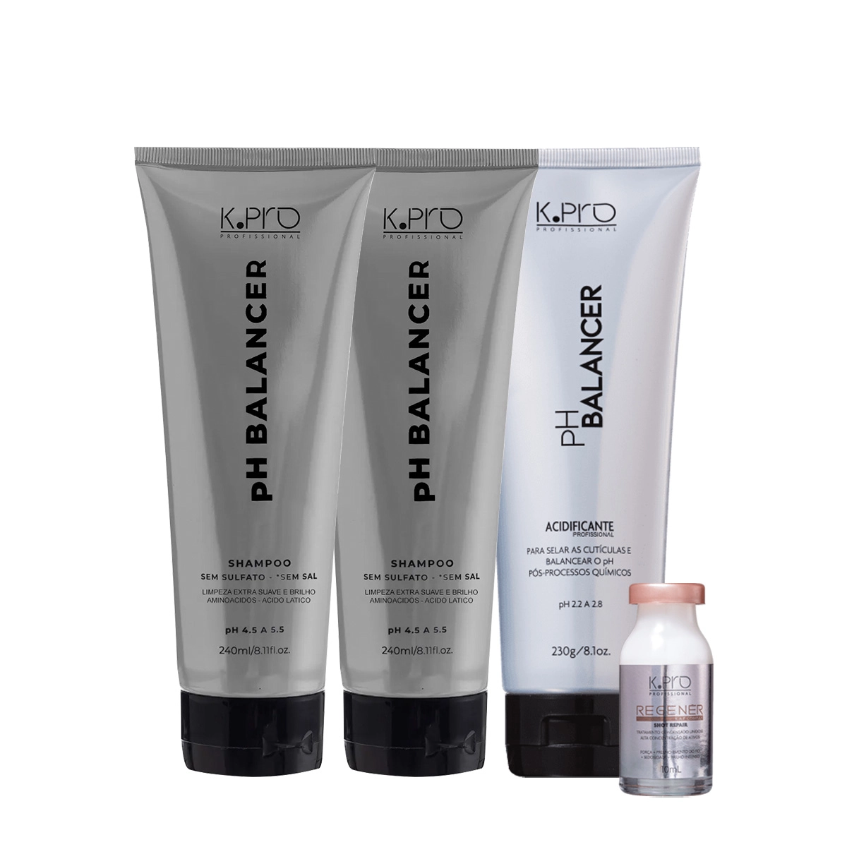 Kit K.Pro PH Balancer Shampoo Extra Acidificante E Regenér Ampola (4 Produtos)