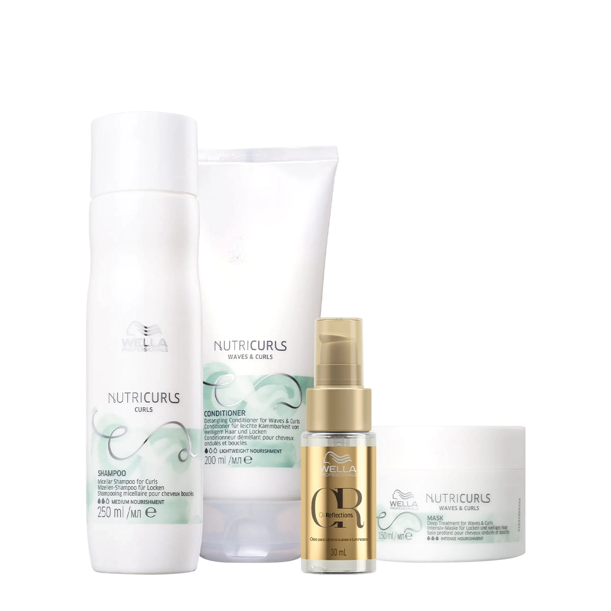 Kit Wella Professionals Nutricurls Home Care +Oil Reflections 30ml (4 Produtos)