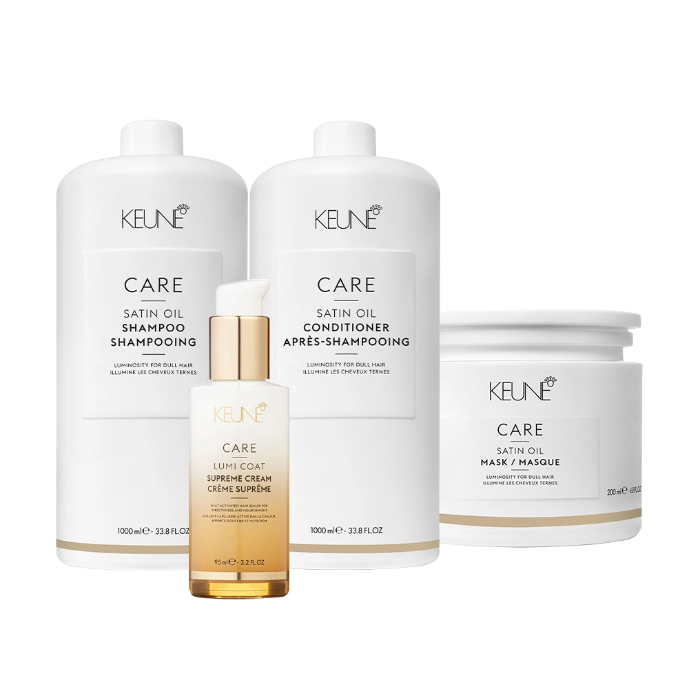 Kit Keune Care Satin Oil Shampoo Condicionador 1L Mask Lumi (4 Produtos)