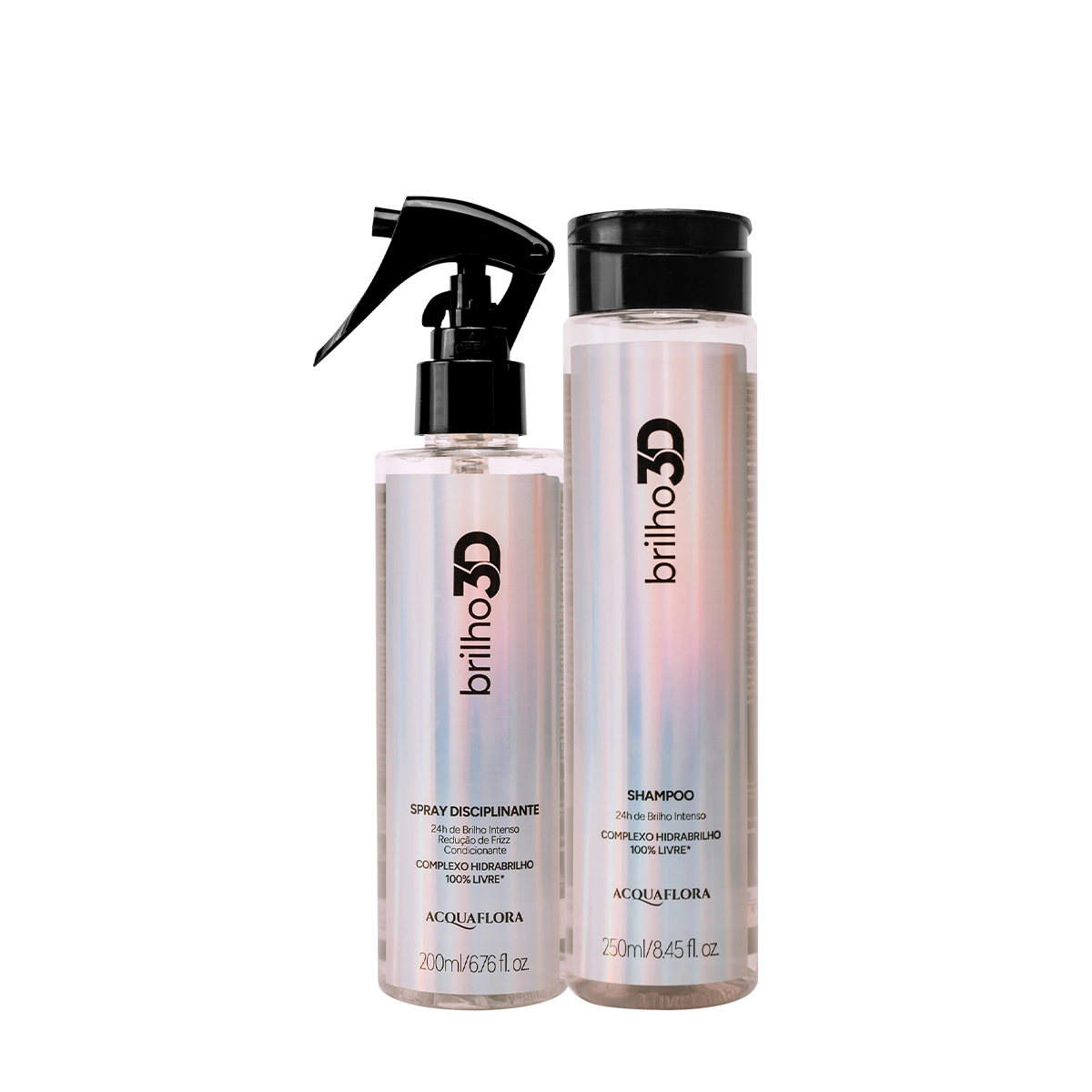 Kit Acquaflora Brilho 3D Shampoo Spray Disciplinante (2 Produtos)