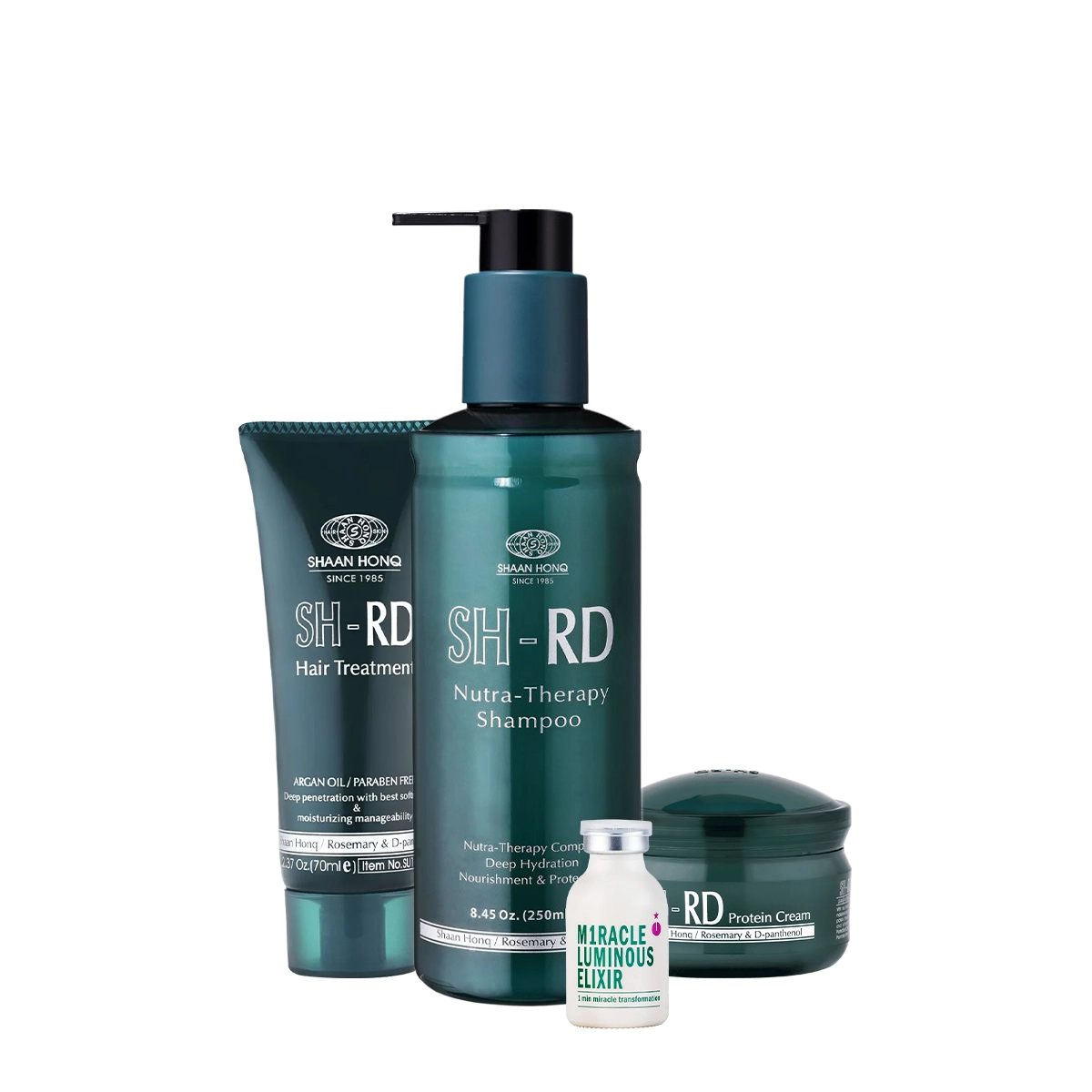 Kit SH-RD Nutra Therapy Shampoo Máscara Argan Oil Leave-in E Elixir Ampola (4 Produtos)