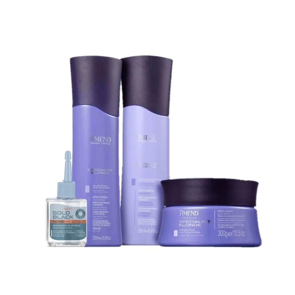 Produto Kit_Amend_Specialist_Blonde_Matizador_Nutricao_Shampoo_Condicionador_Mascara_Oleo_Evas_1