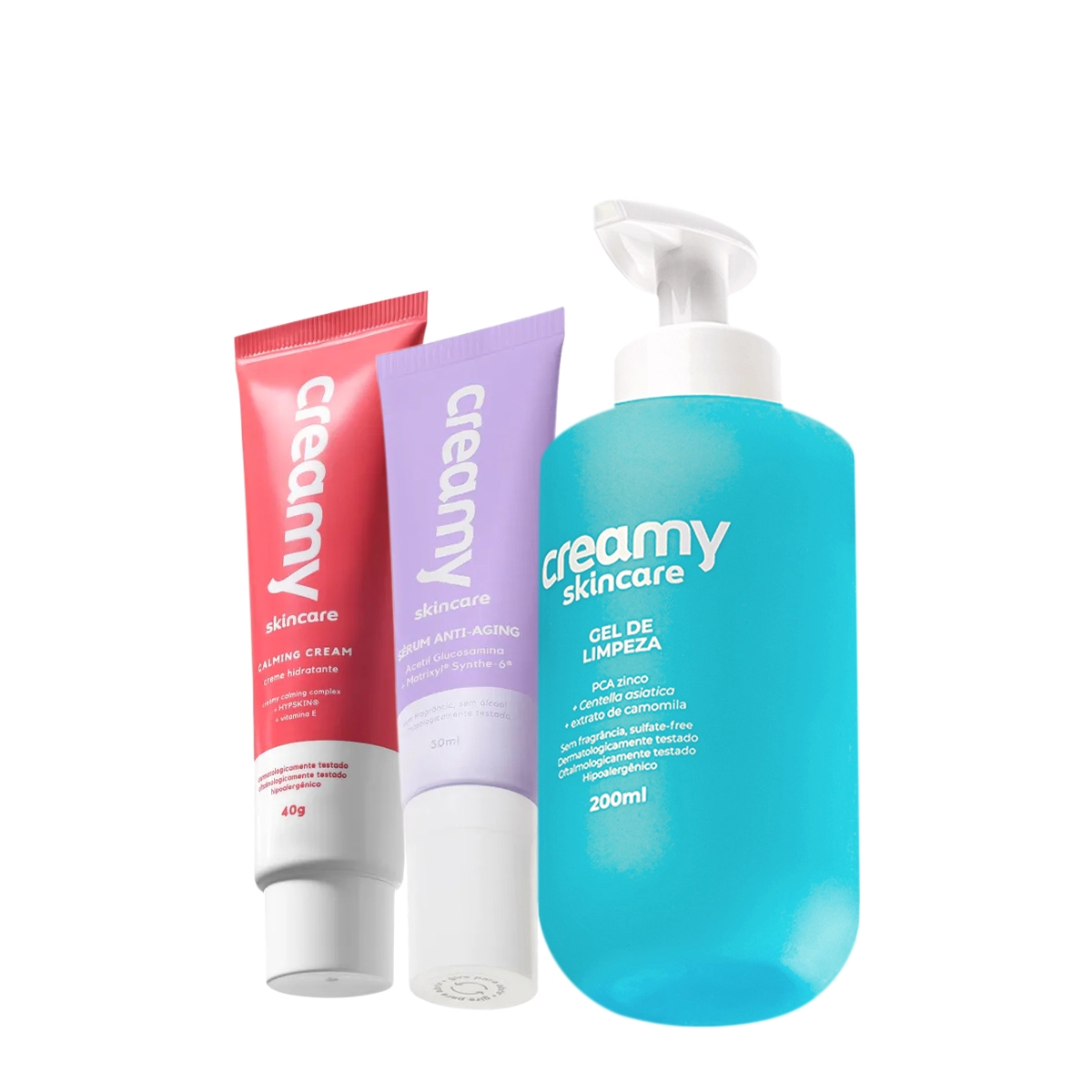Kit Creamy Skincare Gel de Limpeza Calming Cream Anti-Aging (3 produtos) Produto: Kit Creamy Skincare Gel de Limpeza Calming Cream Anti-Aging (3 produtos)
