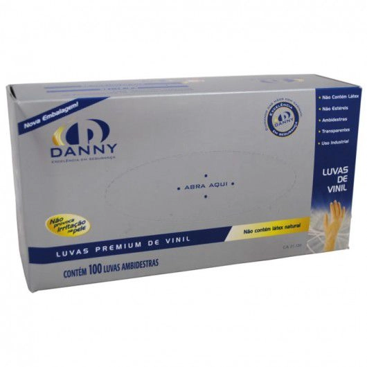 Produto: Luva Vinil Danny Com Amido Tamanho Pequeno - 100 UNIDADES