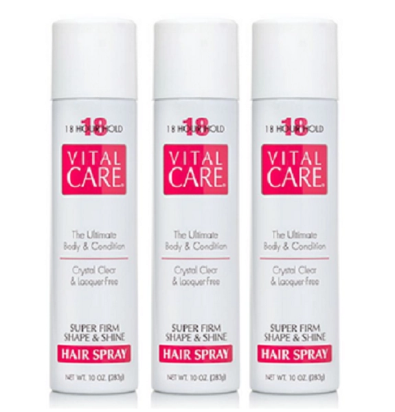 Produto: Vital Care Hair Spray Super Firm Shape and Shine 18h Hour 283g C/3